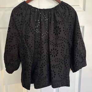 Zara Black Eyelet Blouse